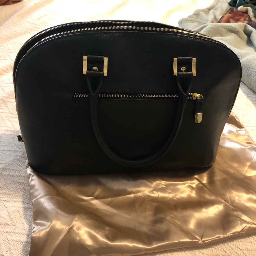NWOT Joy & Iman Genuine Black Leather Handbag - Picture 2 of 7